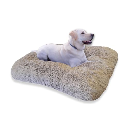 Leanbe Hundebett Hundekissen Hundematratze Ruheplatz Hunde Matratze (Beige Shaggy, XL:115x80x12cm) von Leanbe