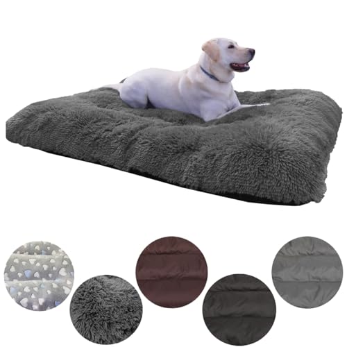 Leanbe Hundebett Hundekissen Hundematratze Ruheplatz Hunde Matratze (Grau Shaggy, L:100x70x8cm) von Leanbe