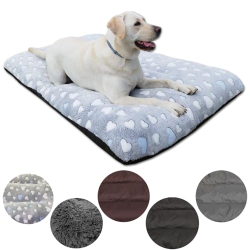 Leanbe Hundebett Hundekissen Hundematratze Ruheplatz Hunde Matratze (Grau mit Herzen, M:90x60x8cm) von Leanbe