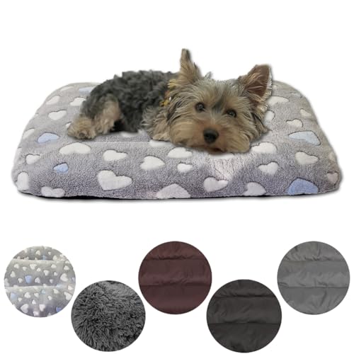 Leanbe Hundebett Hundekissen Hundematratze Ruheplatz Hunde Matratze (Grau mit Herzen, S:60x50x6cm) von Leanbe