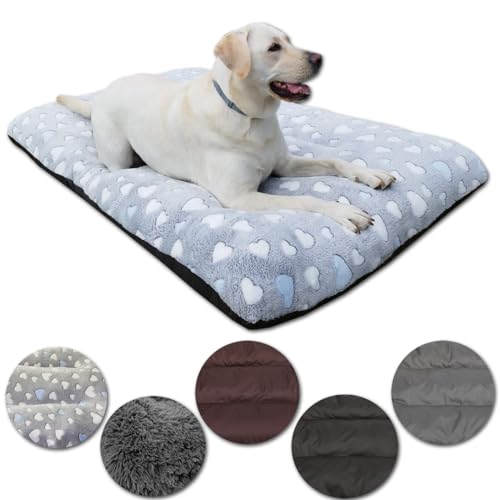 Leanbe Hundebett Hundekissen Hundematratze Ruheplatz Hunde Matratze (Grau mit Herzen, XXL:140x95x14cmm) von Leanbe