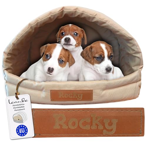 Personalisiertes Hundehütte Hundehöhle Hundebett Hundehaus Katzenhöhle Schlafplatz (BEIGE, R1:41x33x28cm) von Leanbe