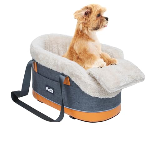 Autositz für kleine Hunde, Sitz für Hunde mit Mittelkonsole, Haustier-Autositz mit weicher Armlehne, 42 x 23 x 23 cm, Reisetaschen für Hunde und Katzen mit Gurten, Aufbewahrungstasche von LearnLyrics