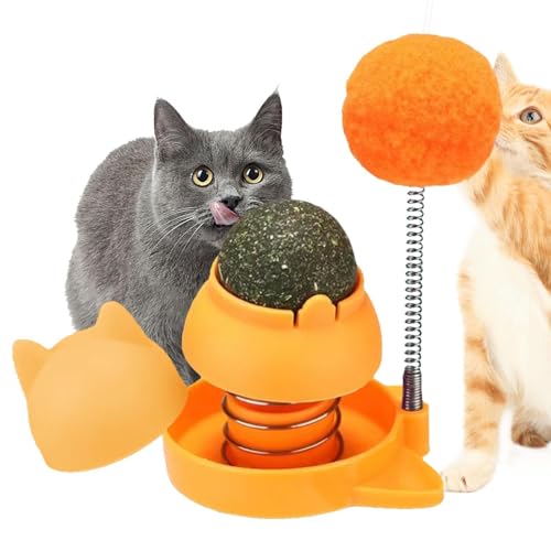 Katzen-Aufkleber – Wand mit Katzenblasen, Wandspielzeug mit Katze | Katzen lecken die Zähne, Spielzeugball zum Lecken von Katzen, infundierter Ball mit Katze, drehbare Bälle von LearnLyrics