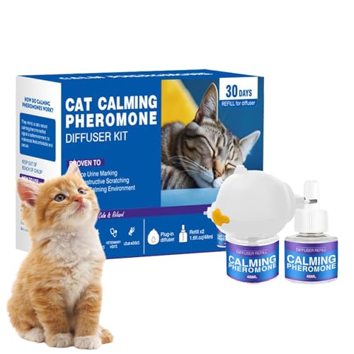 Katzenberuhigungsdiffusor, Katzenpheromone Beruhigen Diffusor Refill | Spannungsdiffusor Lindern,Stecken Sie 60-Katze Beruhigend Pheromon Lindern Stress Nachzuführen, Um Das Kampf von LearnLyrics