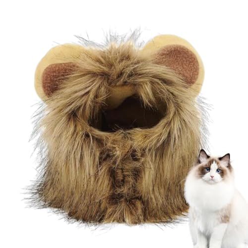 Katzenmütze Löwenmähne,Katzenlöwenmähne - Löwenmähnen-Perücke, Haustier-Kostüme, Hut - Ausgefallene Löwenhaar-Katzenkleidung, Lustiges Haustier-Cosplay-Perückenkappen, Verwandeln Sie Ihre von LearnLyrics