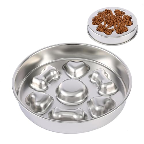 LearnLyrics Edelstahl Slow Feeder - Slow Feeder Pet Bowl, Edelstahl Slow Feeder Bowl | Fördert Anti-Schluck Hundenapf Langsames Füttern Hundenapf, Langsames Füttern Hund Metall Slow Down Schüssel für von LearnLyrics