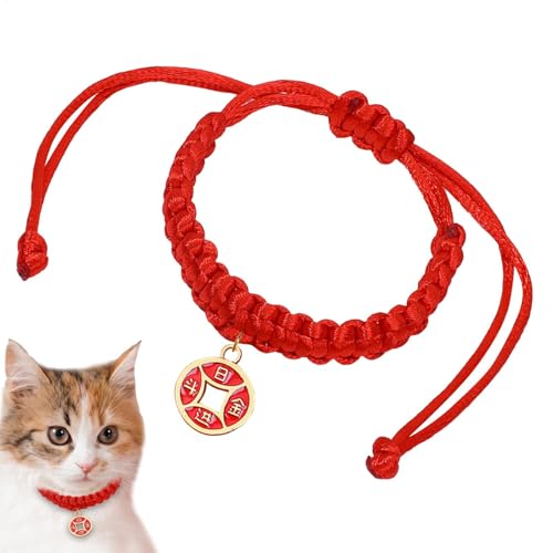 LearnLyrics Gewebtes Halsband für Haustiere, gewebtes Hundehalsband – Schal für Welpen des neuen Jahres – Halsband für Welpen, rot, Halsband für Haustiere, Katzenhalsband von LearnLyrics