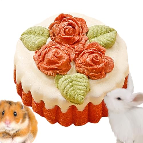 LearnLyrics Hasen-Kauspielzeug,Hamster-Beißspielzeug Natürliches Hamster-Kauspielzeug in Kuchenform Hasen-Zahnpflege, Hasenspielzeug für Zähne, Guinea-Spielzeug für Hamster, Chinchilla, Kleintiere von LearnLyrics