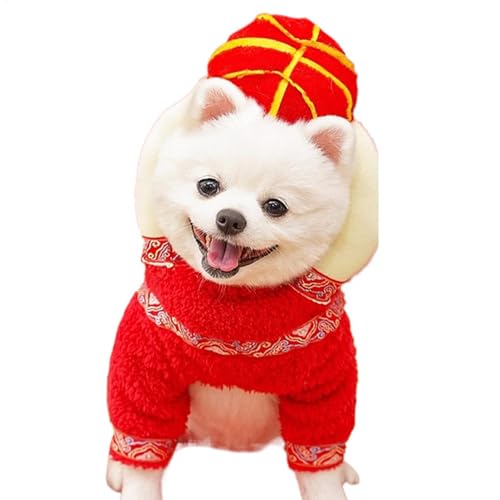 LearnLyrics Haustierkostüm zum Mondneujahr, Chinesisches Hundekostüm - Lunar New Year Lantern Haustiertuch - Wintermantel-Haustierkleidung, Haustier-Cosplay-Kostüme im chinesischen Stil für Katzen, von LearnLyrics