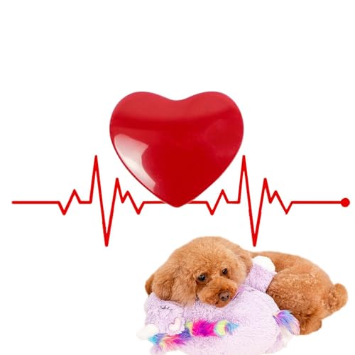 LearnLyrics Herzschlag-Spielzeug für Hunde – Herzschlag-Spielzeug, rotes herzförmiges niedriges Dezibel-Spielzeug für Hunde, Welpen, Herzschlag, Haustier-Begleiter für verbesserte Schlafqualität, 6 x von LearnLyrics