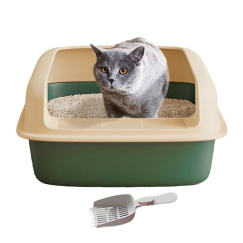 LearnLyrics Katzentoilette mit hoher Seite – Katzentoilette mit hoher Rückenlehne, langlebige hohe Rückenlehne, seitliche Öffnungsbox, Indoor-Katzenbedarf, hochseitige Haustierbox für Indoor-Katzen, von LearnLyrics