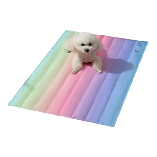 LearnLyrics Kühlgel-Pad für Hunde, Kühlmatte für Hunde, Regenbogen-Faltbare Kühlgelmatte für Haustierkatzen, Wärmeabsorbierende Sommer-Haustier-Tiefschlafbettwäsche für Schlafzimmer, Auto, Wohnzimmer von LearnLyrics