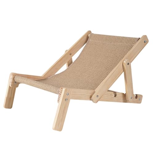 LearnLyrics Lounge Chair, Elevated Cat Chair Bed, Adjustable Cat Scratching Chair, Wood Sisal Cat Chair, Sisal Scratcher Beach Chair, Removable Sisal Pad, for Indoor Cats all Seasons von LearnLyrics