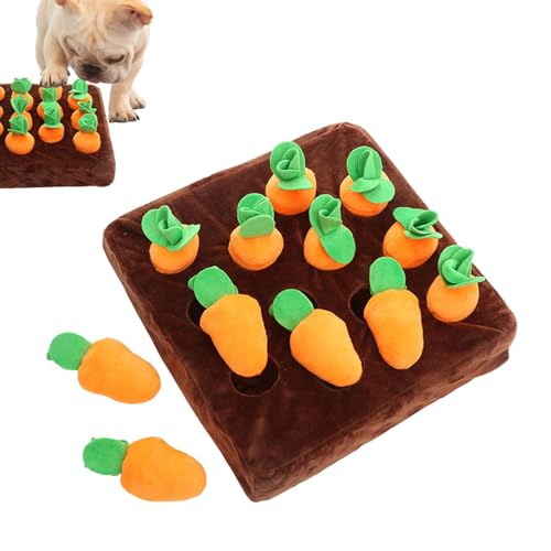 LearnLyrics Quietschspielzeug für Hunde, interaktives Plüsch-Karotten-Hunde-Puzzle-Spiel, 12 Karotten, Schnüffelmatte, Katzen-Puzzle-Spielzeug, Plüschpflanzen, Kauspielzeug, Haustierzubehör für von LearnLyrics