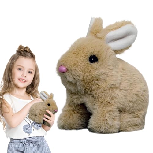 LearnLyrics Realistischer Hasenplüsch, interaktiver Plüschhasen, Stoffed Bunny Interactive Plush Toy, Pädagogische elektronische Haustierspielzeug realistische Kaninchen für Ostern, zuckend Mund, von LearnLyrics