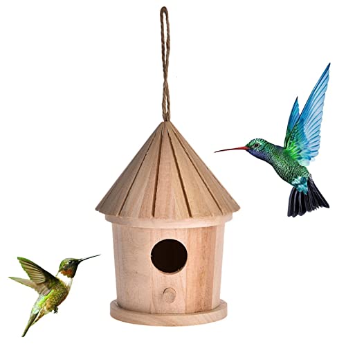 LearnLyrics Vogelhaus D?y - Kolibri Nistkasten Hängend Vogelhaus | Holz Vogel Kolibri Nistkasten Vogelhütte Kolibri Ruheplatz für Vögel Nistkasten Bluebird House Handgefertigte Vogelhütte von LearnLyrics