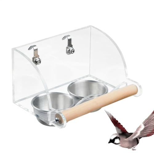 LearnLyrics Vogelkäfig -Feeder, Vogelhäuschen für Käfig - Klarer Vogelkäfig -Wasserspender - Parrot Food Bowl -Vorräte, interaktiver Futterspielzeug, Fütterung von Schalen für Cockatiel Eichhörnchen von LearnLyrics