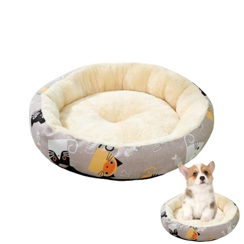 Rundes Katzenbett |. Bequemes rundes Katzenbett für Katzen und Hunde im Innenbereich, warmes und gemütliches, weiches, rundes Katzennest, rundes Katzenkissen, Katzenruhebett, Katzenbetthöhle, runde Ka von LearnLyrics