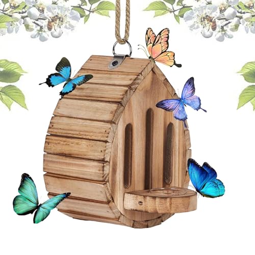 Schmetterlingsfutterhaus - Schmetterlingshaus und Futterstation für Schmetterlinge, Schmetterlingshaus aus Holz | Hütte für hängende Schmetterlinge, Nistkasten für natürliche Schmetterlinge im Garten von LearnLyrics