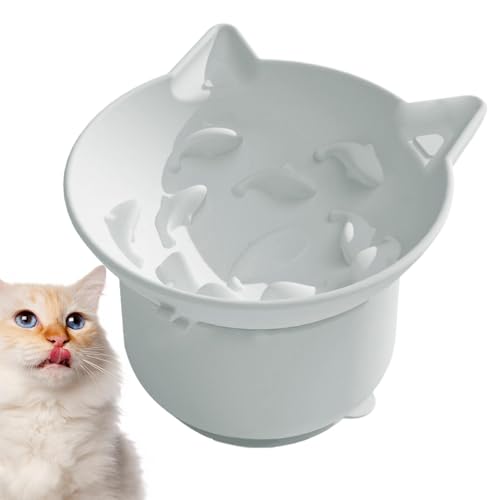 Silikon-Katzen-Slow-Feeder, erhöhter und geneigter Slow-Food-Katzennapf, verlangsamt die Fressgeschwindigkeit der Katze, geeignet für Trockenfutter und Nassfutter, verstellbarer Winkel, Katzenfutterna von LearnLyrics