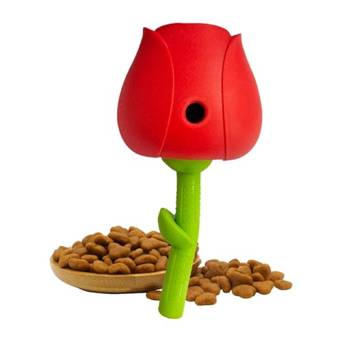 Slow Feeder für Hunde – Puzzle-Futterspender für Katzen, interaktiver Futterspender | Anti-Erstickungs-Hundefutter-Spielzeugball, langsam fressendes Katzenfutter-Puzzle-Futterspender, Red Leckerl von LearnLyrics