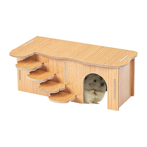 Spielzeug für Hamsterhütten aus Holz – Zubehör für Hamsterkäfige, Hamsterversteck aus Holz | Landschaftsbau-Spielzeug mit Kletterleiter, Habitat-Spielzeug-Kletterleiter, Hamster-Versteck-Eckhaus-Käfig von LearnLyrics