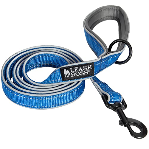 Leash Boss 1,8 m lange Hundeleine, ultra komfortabel, doppelt dick, weich gepolsterter Griff, reflektierende Leine für große Hunde, mittelgroße Hunde, robuste Leine für große Hunderassen, Nylon-Leine von Leash Boss