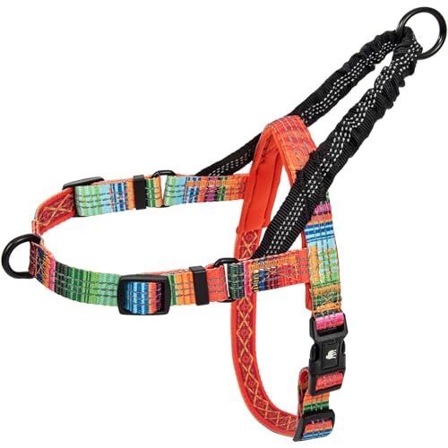 Leash Boss Hundegeschirr, kein Ziehen, einfaches Gehen für kleine, mittelgroße und große Haustiere, reflektierend, mit Clipbefestigung hinten und vorne (Deckenmuster, XL) von Leash Boss