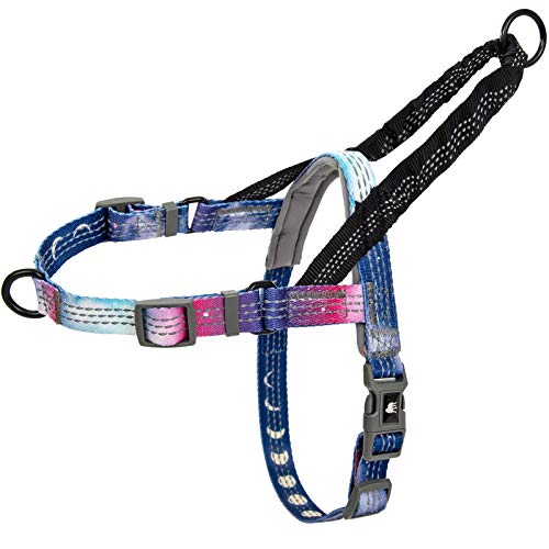 Leash Boss Hundegeschirr, kein Ziehen, einfaches Gehen für kleine, mittelgroße und große Haustiere, reflektierend, mit Clipbefestigung hinten und vorne (Weltraummuster, Größe M) von Leash Boss