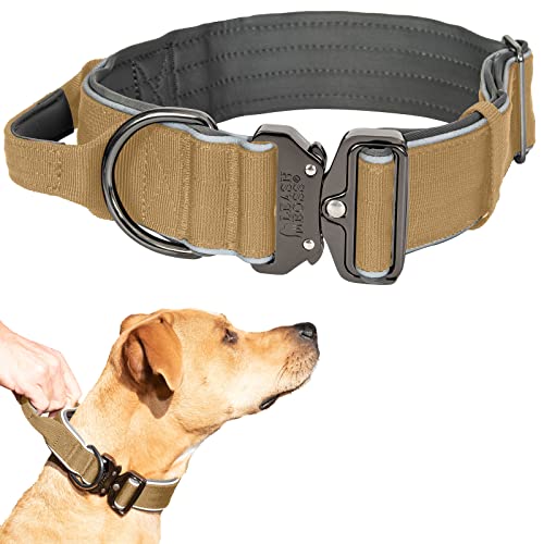 Leash Boss Taktisches Hundehalsband, Hundehalsband mit Griff, strapazierfähig, verstellbar, Militär-K9-Halsband mit Schnellverschluss-Schnalle und Griff, für Training von Leash Boss