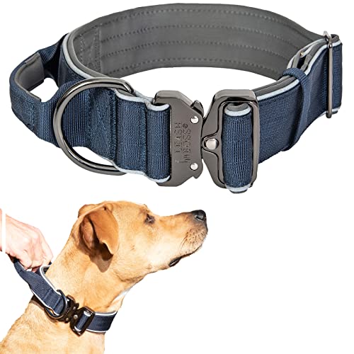 Leash Boss Taktisches Hundehalsband, Hundehalsband mit Griff, strapazierfähig, verstellbar, Militär-K9-Halsband mit Schnellverschluss-Schnalle und Griff, für Training von Leash Boss