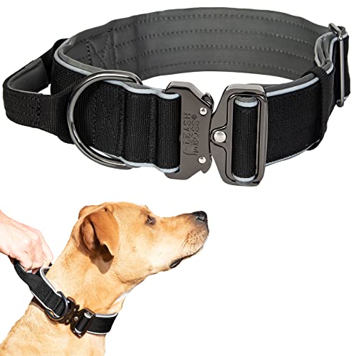 Leash Boss Taktisches Hundehalsband, Hundehalsband mit Griff, strapazierfähig, verstellbar, Militär-K9-Halsband mit Schnellverschluss-Schnalle und Griff, für Training von Leash Boss