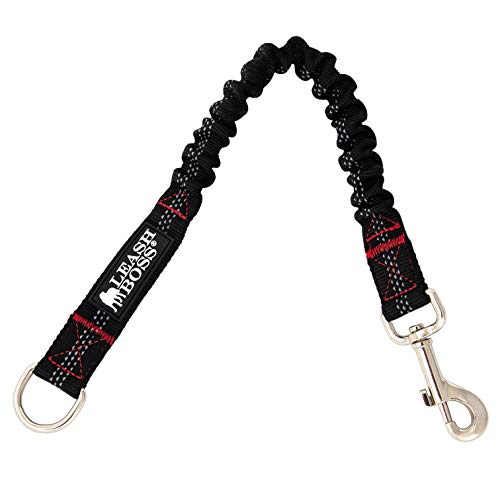 Leashboss Bungee-Hundeleinenverlängerung, 45,7 cm, stoßdämpfende Leinenverlängerung, Muster-Kollektion (45,7 cm, schwarz reflektierend) von Leash Boss