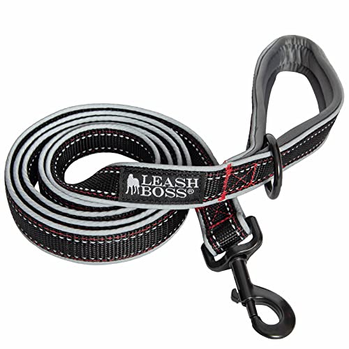 Leash Boss 1,8 m lange Hundeleine, ultra komfortabel, doppelt dick, weich gepolsterter Griff, reflektierende Leine für große Hunde, mittelgroße Hunde, robuste Leine für große Hunderassen, Nylon-Leine von Leash Boss