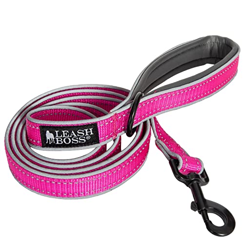 Leash Boss 1,8 m lange Hundeleine, ultra komfortabel, doppelt dick, weich gepolsterter Griff, reflektierende Leine für große Hunde, mittelgroße Hunde, robuste Leine für große Hunderassen, Nylon-Leine von Leash Boss