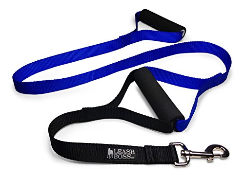 Leashboss Original – Robuste Hundeleine für große Hunde – kein Ziehen Doppelgriff Trainingsleine für große Hunde – Made in USA (blau) von Leash Boss