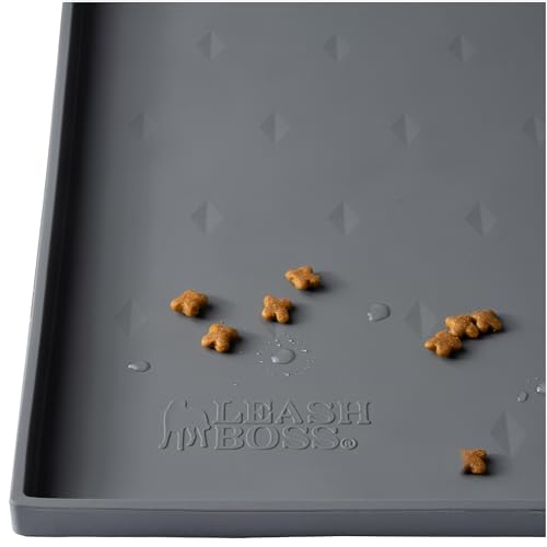 Leashboss Splash Mat | Klein | Hundefuttermatte mit hoher Lippe, kleine Hundenapfmatte für Futter und Wasser oder Brunnen, rutschfeste wasserdichte Silikon-Haustierfuttermatte für Hunde und Katzen (S von Leash Boss