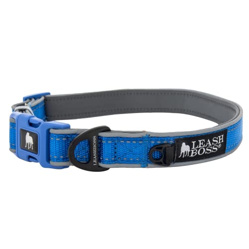 Leashboss Verstellbares, reflektierendes Hundehalsband, mittelgroße und große Hunde (Kleine,Blau 11.5-16 Zoll Halsx3/4 Zoll Breite) von Leash Boss