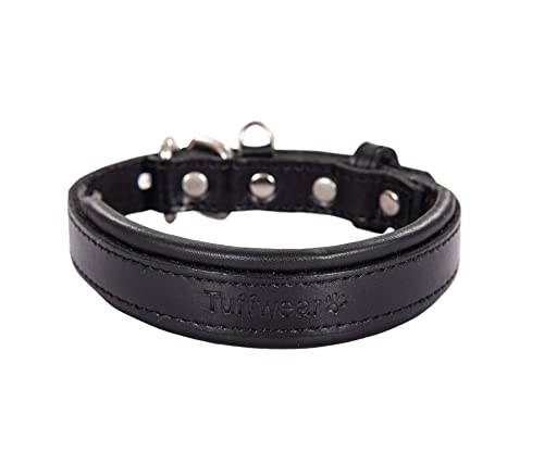 Hundehalsband, Echtleder Hundehalsband, Schwerlast Hundehalsband, Breit Hundehalsband für kleine Hunde, mittelgroße Hunde, große Hunde und extra große Hunde (Medium, Schwarz) von Leather Street