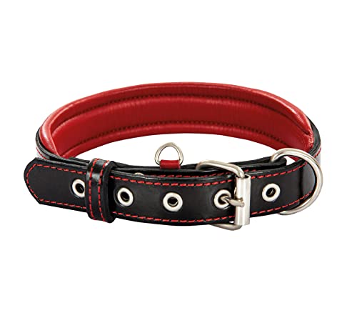 Hundehalsband, Echtleder Hunde Halsbänder, Schwerlast Halsband Leder, Breit Hundehalsband für kleine Hunde, mittelgroße Hunde, große Hunde und extra große Hunde (klein, rot&schwarz) von Leather Street