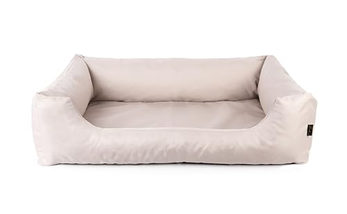 Lebon - Hundebett Max - Orthopädisch -100cm x 75cm -Mit Reißverschluss und waschbar - Pflegeleicht - Schmutz - und Wasserabweisend (Creme, M) von Lebon