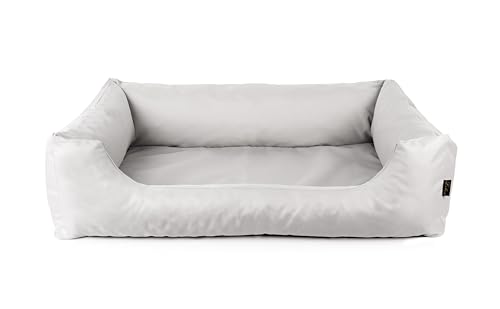 Lebon - Hundebett Max - Orthopädisch -100cm x 75cm -Mit Reißverschluss und waschbar - Pflegeleicht - Schmutz - und Wasserabweisend (Silver, M) von Lebon