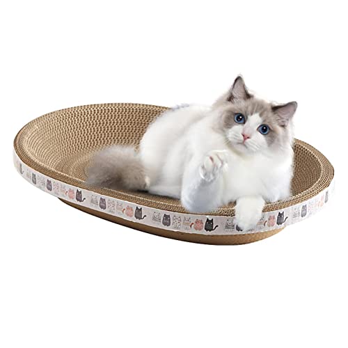 Cat Scratcher, Cat Scratch Pad, Durable Oval Cats Bed Scratching Box, Scratch Pad Nest Corrugated Scratching Board House, Cardboard For Furniture Protection, Kitten Play, For Indoor Cats Sleeping von Lecerrot