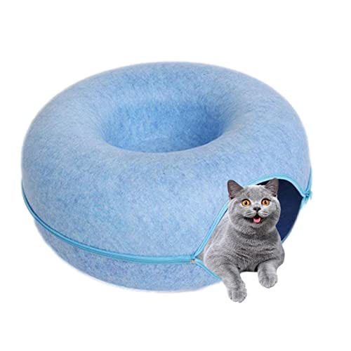 Lecerrot Katzen Filztunnel, Waschbares Katzen Donut Filz, Intelligentes Reißverschluss-Design Felt Tunnel Cat Nest, Katzen Für Kleine Haustiere, Kaninchen, Kätzchen, Welpen Und Hunde von Lecerrot