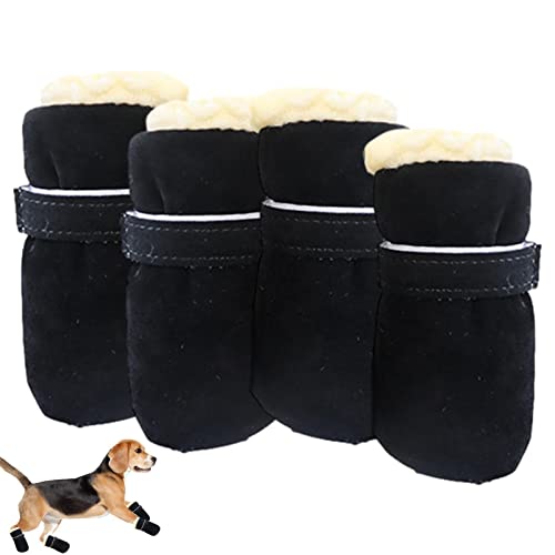 Lecerrot Winterstiefel für Hunde | Verschleißfeste Hundestiefel Pfotenschutzschuhe,rutschfeste Samt-Schneeschuhe für kleine Hunde von Lecerrot