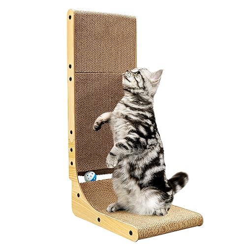 L Form Karton Scratcher, Cat Scratchers Board Wall Mounted for Indoor Cats with Ball Grinding Claw and Tooth Board Cat Scratcher von Lechay