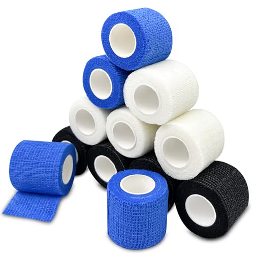 Lectorias 12 Rollen 450 cm lang Selbstklebender Verband, Elastische und Atmungsaktive, selbsthaftende Bandage, haftbandage, fixierbinde selbsthaftend für Handgelenk Schutz (5cm breit) von Lectorias