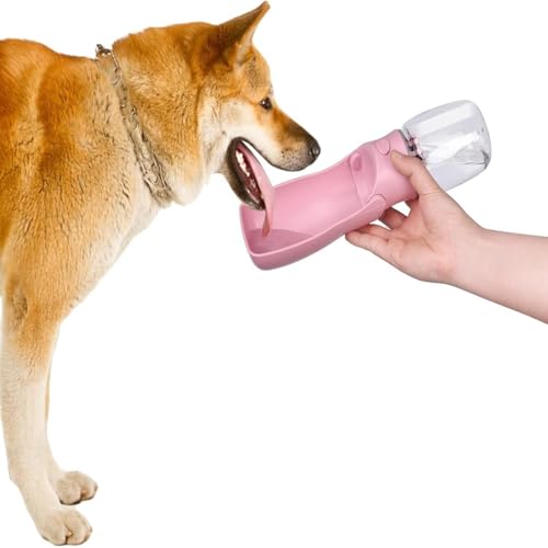 350ml Faltbare Trinkflasche für Hunde Klein - Tragbare und Auslaufsichere Wasserflasche für Unterwegs, Ideal für Reisen, Wandern und Outdoor-Aktivitäten für Hunde und Katzen (Rosa, 350ml) von Ledander