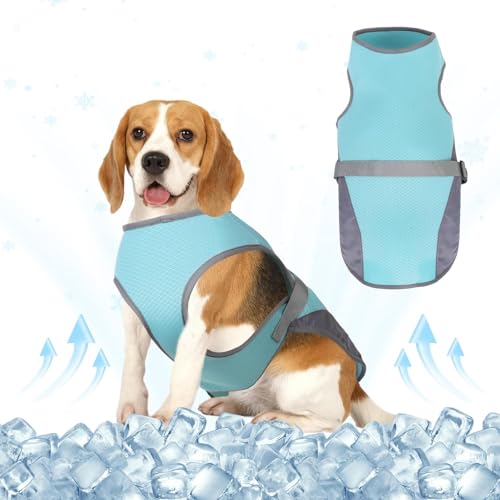 Verbesserte Kühlweste für Hunde mit verstellbaren Schultergurten, Kühljacke für kleine bis mittelgroße Hunde (Blau, XL) von Ledander